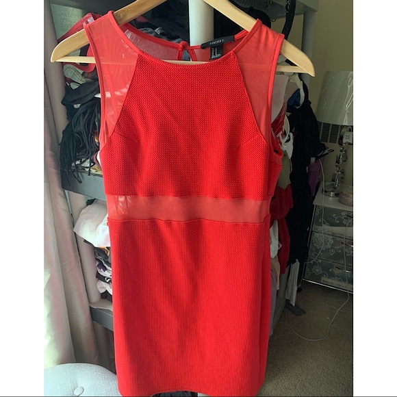 Red sheer panel dress - Picture 1 of 2